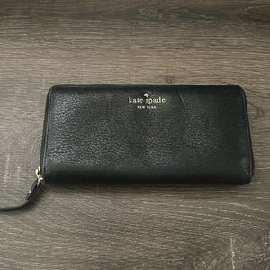 Kate Spade Black Wallet with Gold Zipper